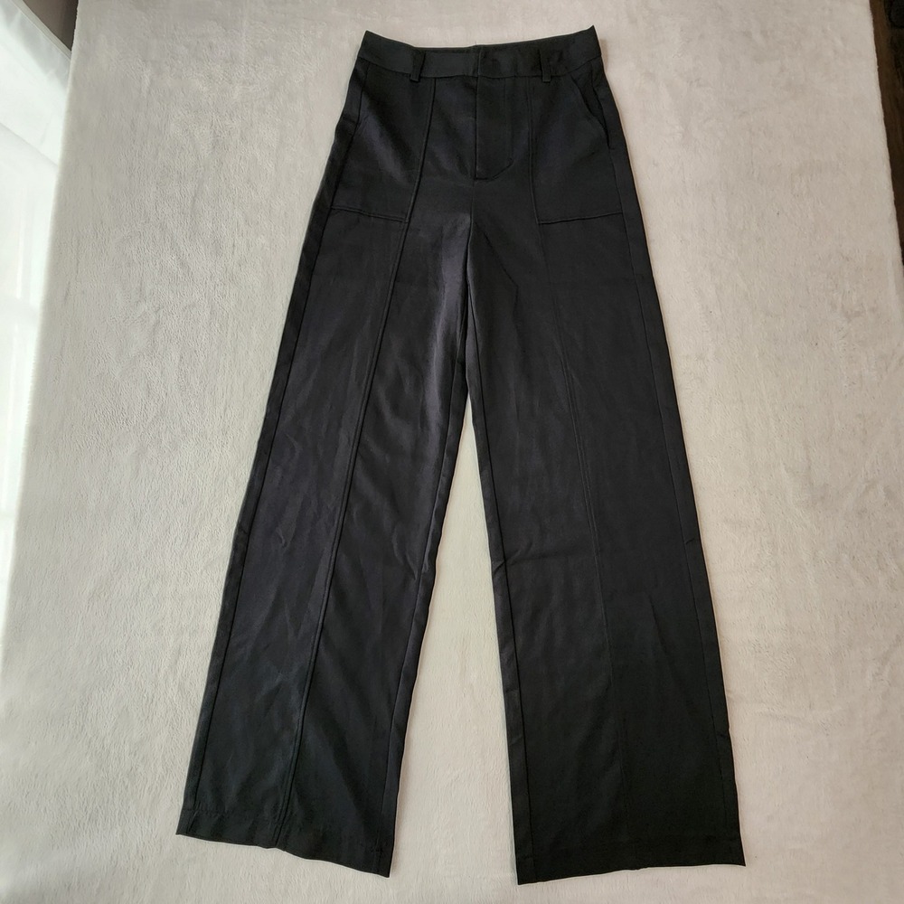Wide Leg Pants Trousers Womens Medium Black High Rise Workwear 28 x 32 Corporate